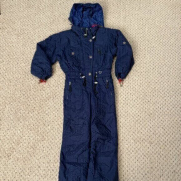 Obermeyer girls size 8 navy 1pc snow suit VINTAGE MSRP $180